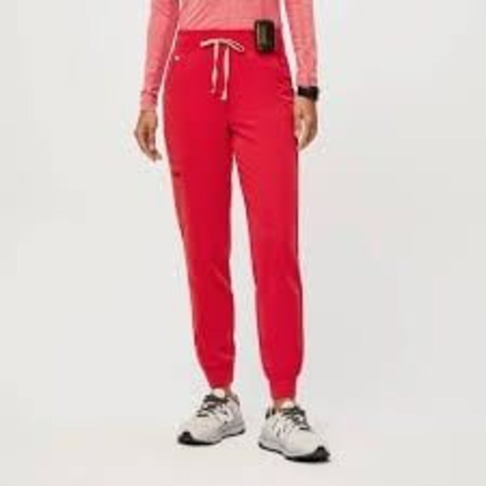 FIGS Technical Women's Red High Waisted Zamora Jogger Scrub Pants Petite M